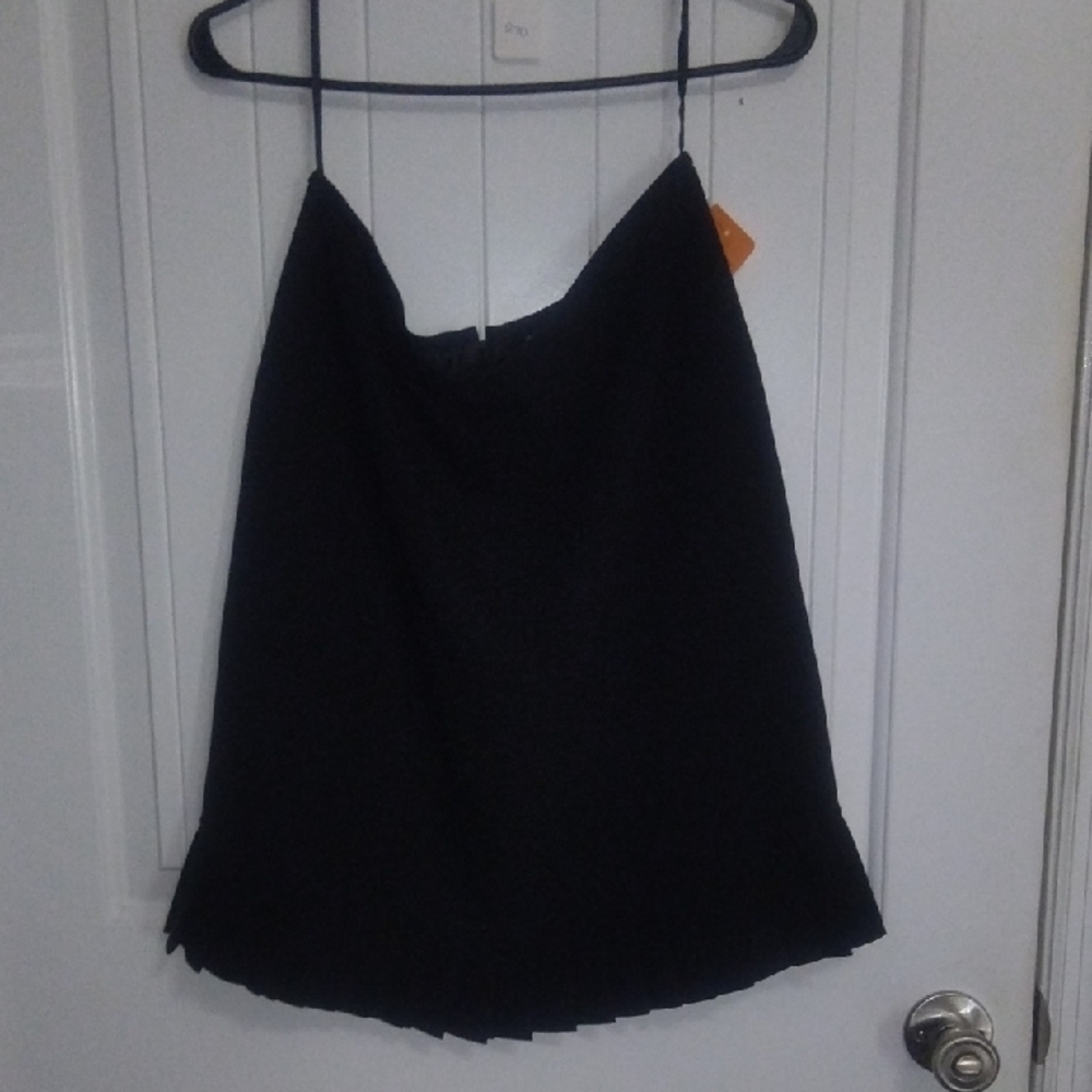 Black Knee-Length A-Line Pleated Skirt